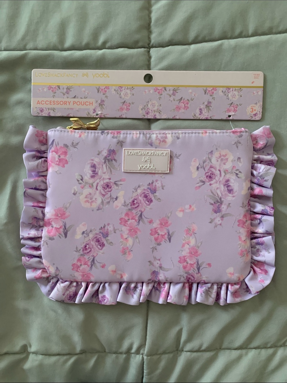 NWT LoveShackFancy x Target purple floral accessory pouch